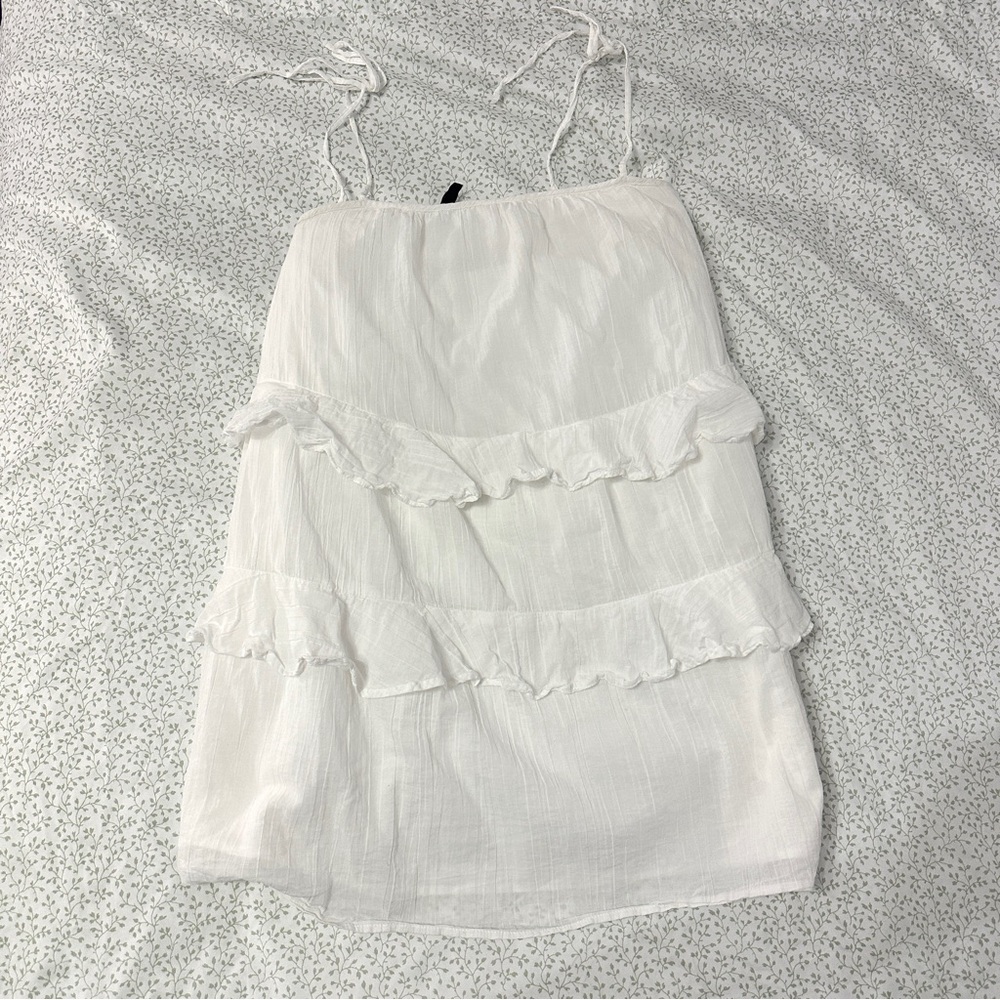 H&M Flounced Cotton Dress | White | Size M | Like New